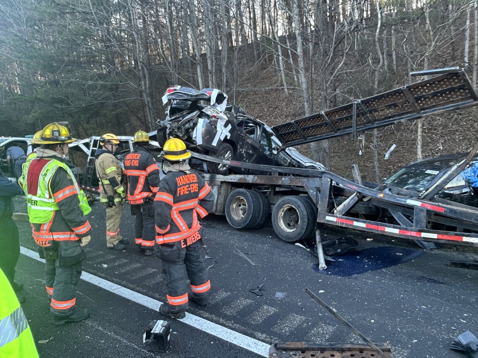 Tractor-trailer crash causes major backups on I-95