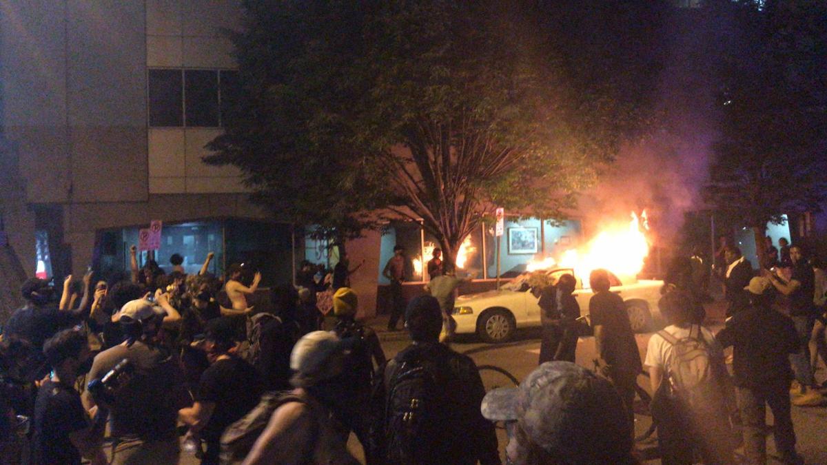 Car on fire outside RPD