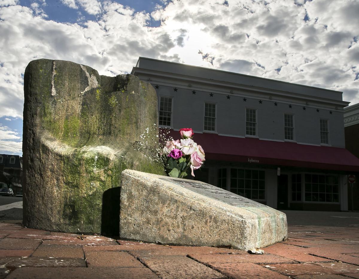 Williams Move the Fredericksburg slave auction block from its street