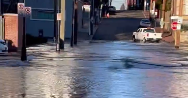 Water main break floods downtown streets, forces closures