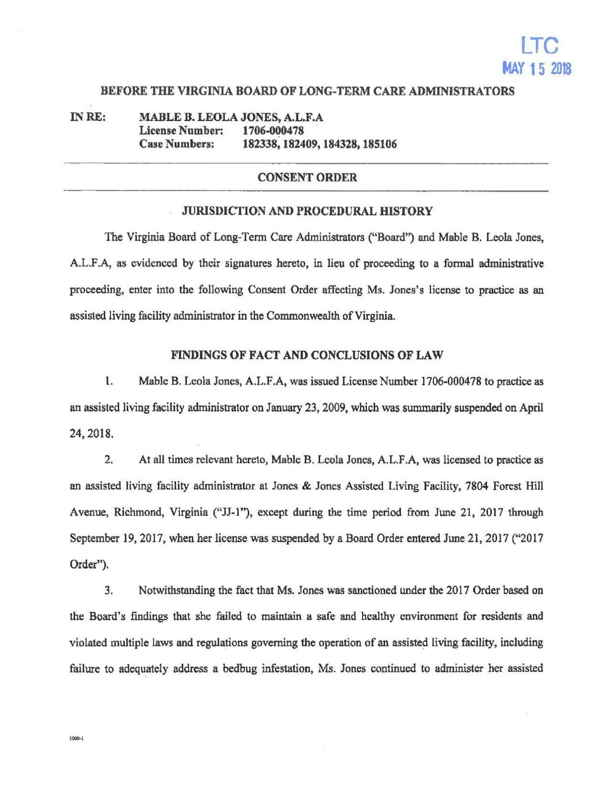 assisted living facilities in richmond va on Read The Order Revoking The Jones License Richmond Com