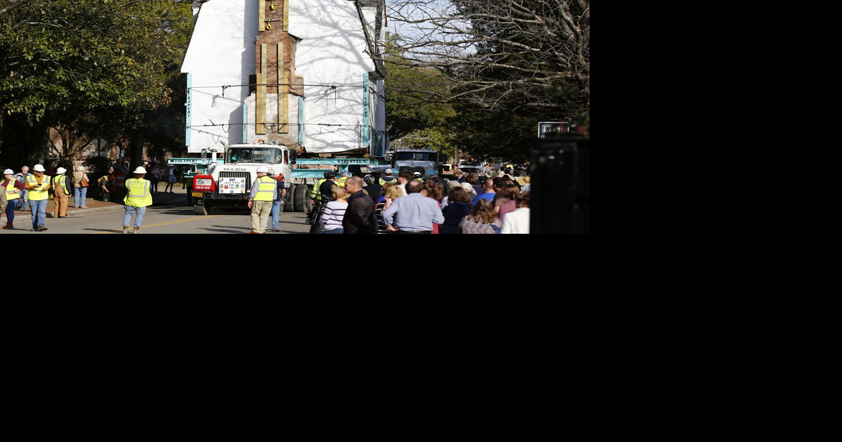 A 263-year-old Williamsburg school building goes on a half-mile journey