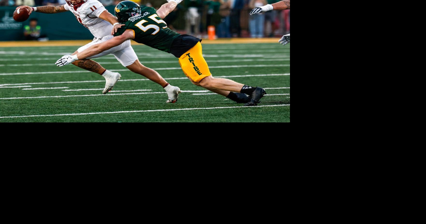 W&M tackles run early. Linebacker Clayton Dobler (James River) grew into that role.