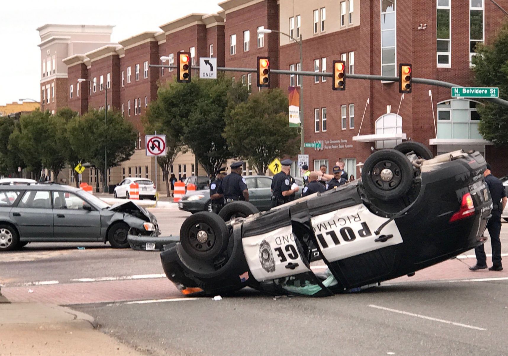 PHOTOS: Police Car Flipped In Crash In Downtown Richmond | City Of ...