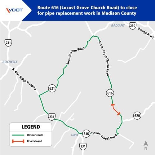 Locust Grove Church Road to close for pipe replacement in Madison County