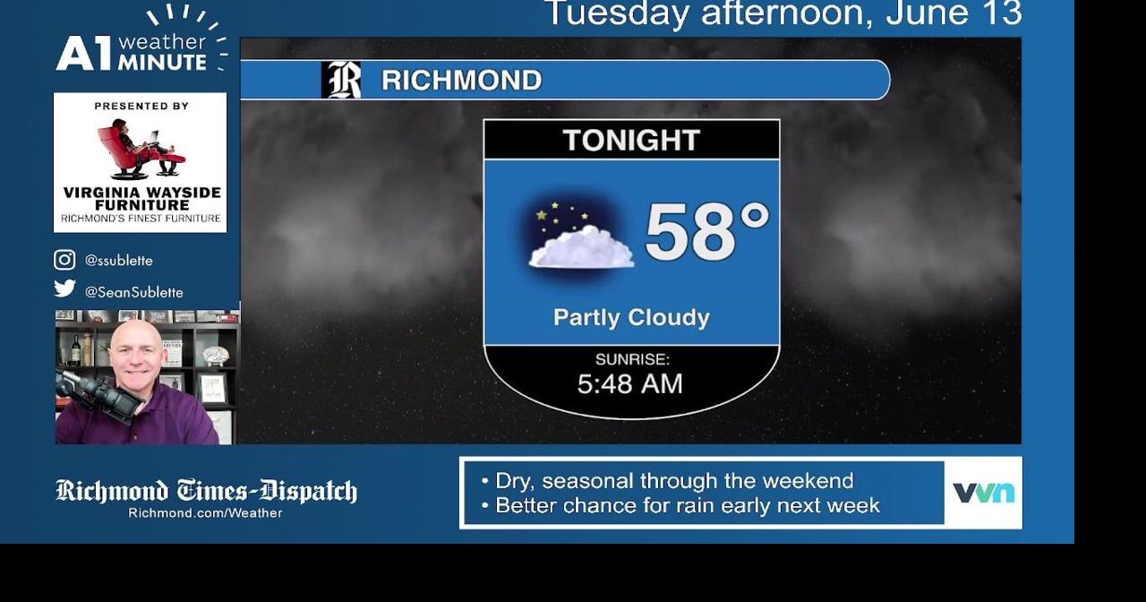Richmond, VA, forecast: Turning clear, and comfortably cool