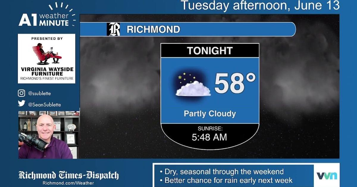 Richmond, VA, forecast: Turning clear, and comfortably cool