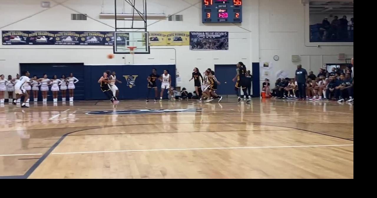 KJ Wyche buzzerbeating 3 to end third quarter in Varina boys