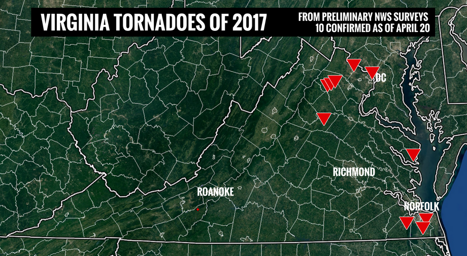 At least 4 tornadoes hit Virginia on Thursday; one crossed the Pentagon