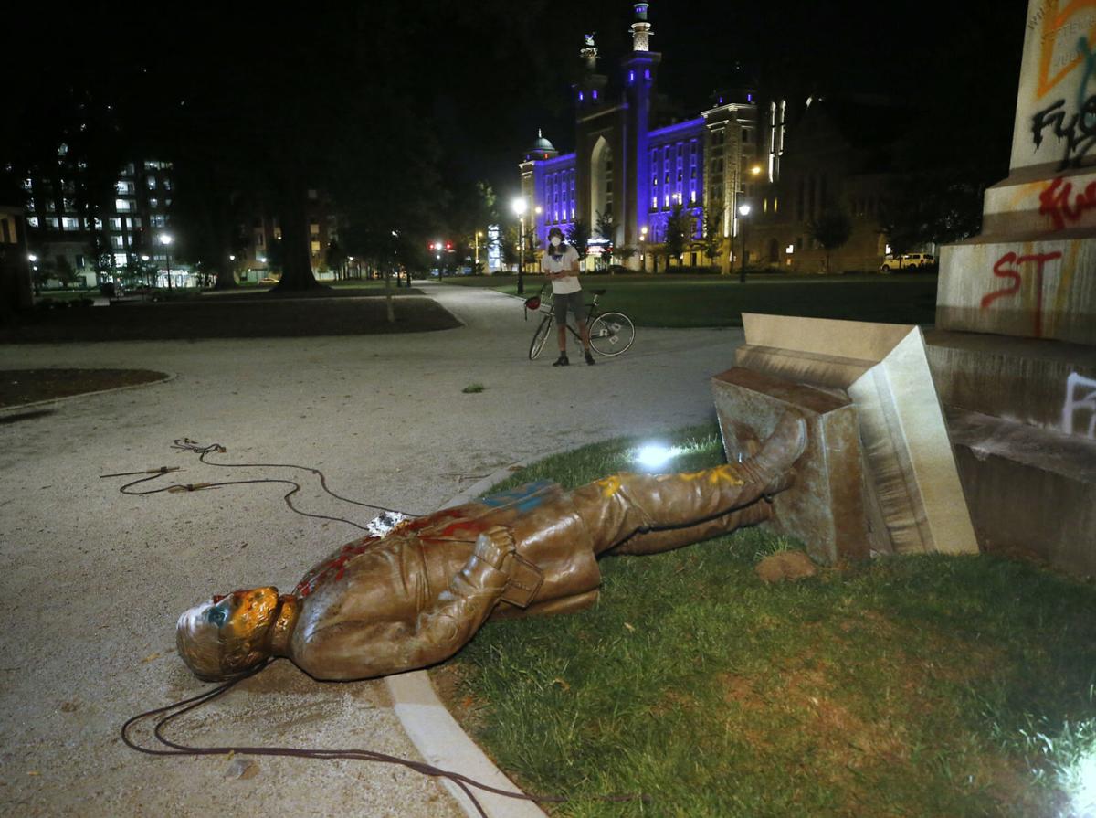 WATCH NOW Confederate statue removed from Monroe Park after protesters