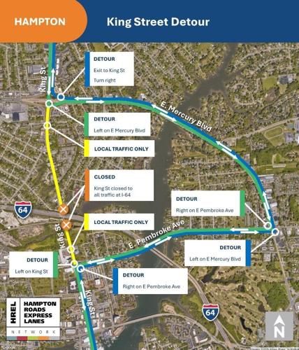 Overnight full closures scheduled on King Street at I-64 overpass in Hampton for paving