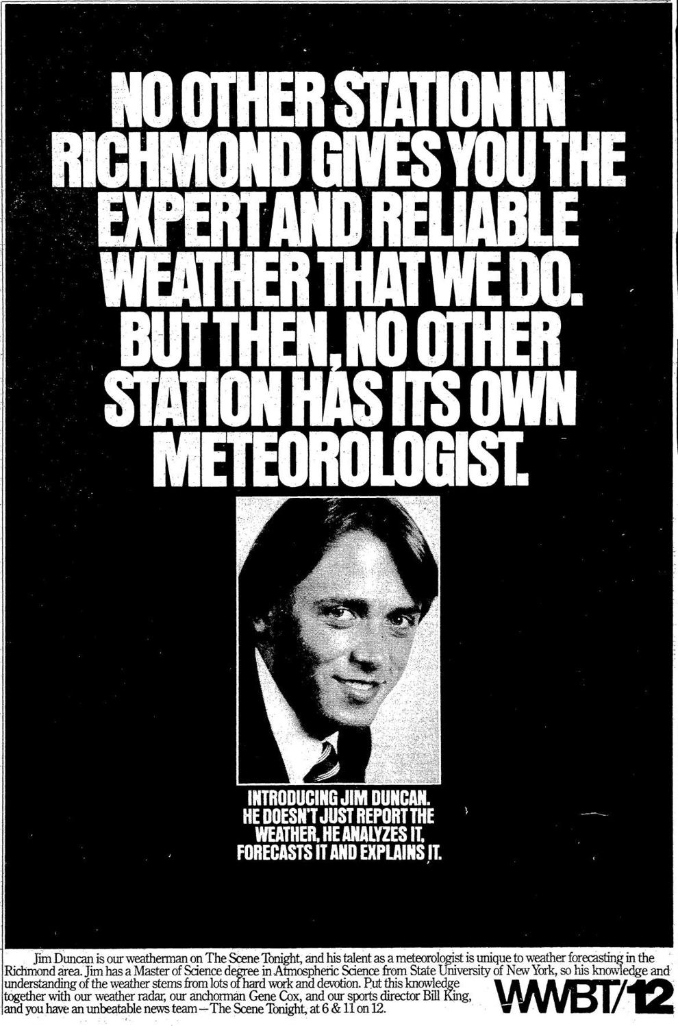 UPDATE Richmond's longestserving TV meteorologist, Jim Duncan, signs