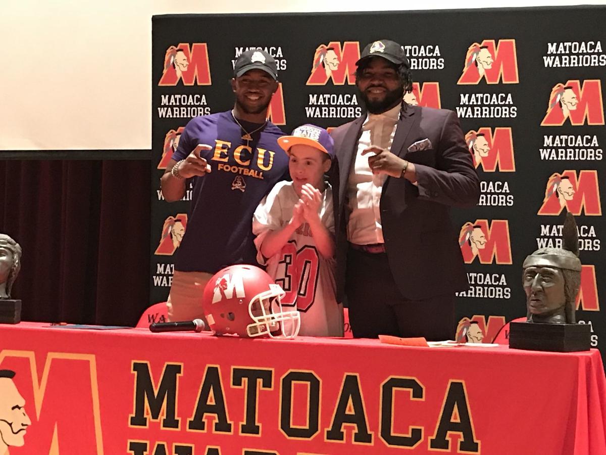 Matoaca's Immanuel Hickman shares a hat and the spotlight with a friend