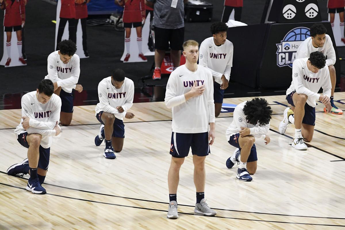 Several Virginia men's basketball players choose to kneel for national anthem | Basketball ...