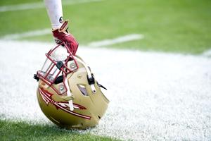 Apr 20, 2024; Tallahassee, Florida, USA; Florida State Seminoles helmet during the Spring Showcase at Doak S. Campbell Stadium. Mandatory Credit: Melina Myers-USA TODAY Sports