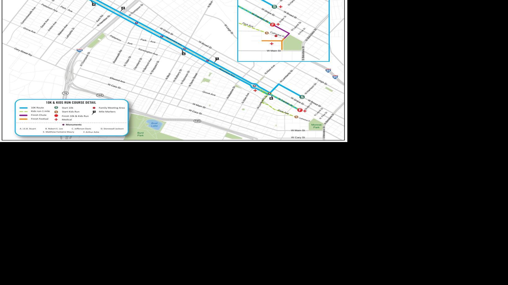 Richmond 10k 2022 Route Map