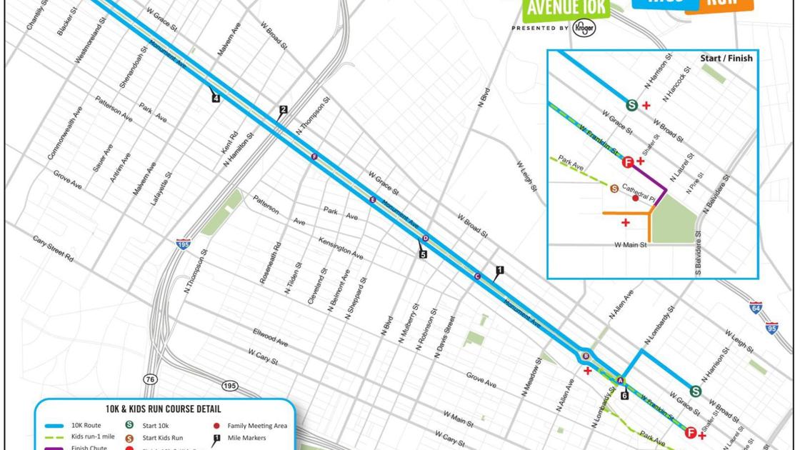 Monument Ave 10k Course Map Richmond Com Richmond 10k 2022 Route Map