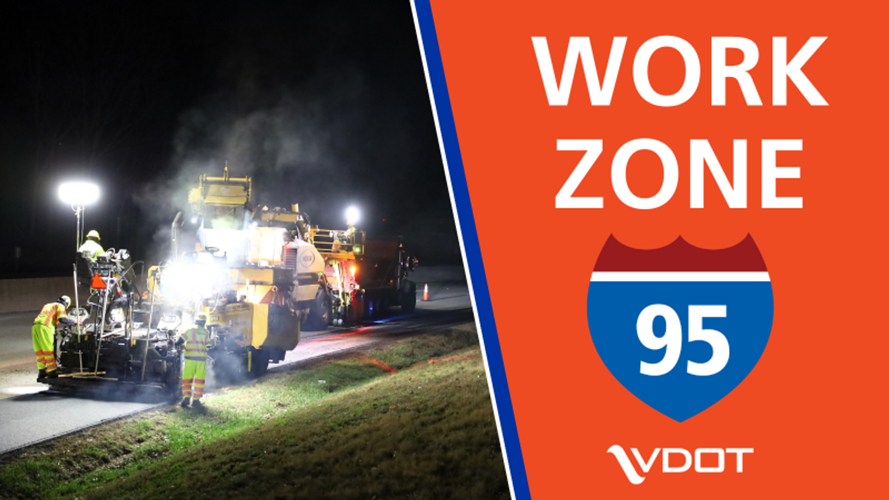Weekend lane closure on I-95 north near Osborne Road overpass in Chesterfield for bridge construction