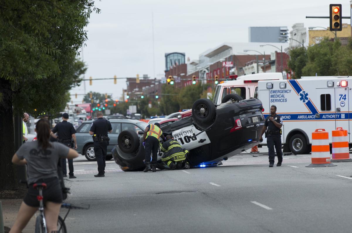 Police car flipped in crash in downtown Richmond Richmond Local News