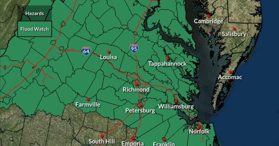 Flash flooding watch in effect for much of Virginia, including entire ...