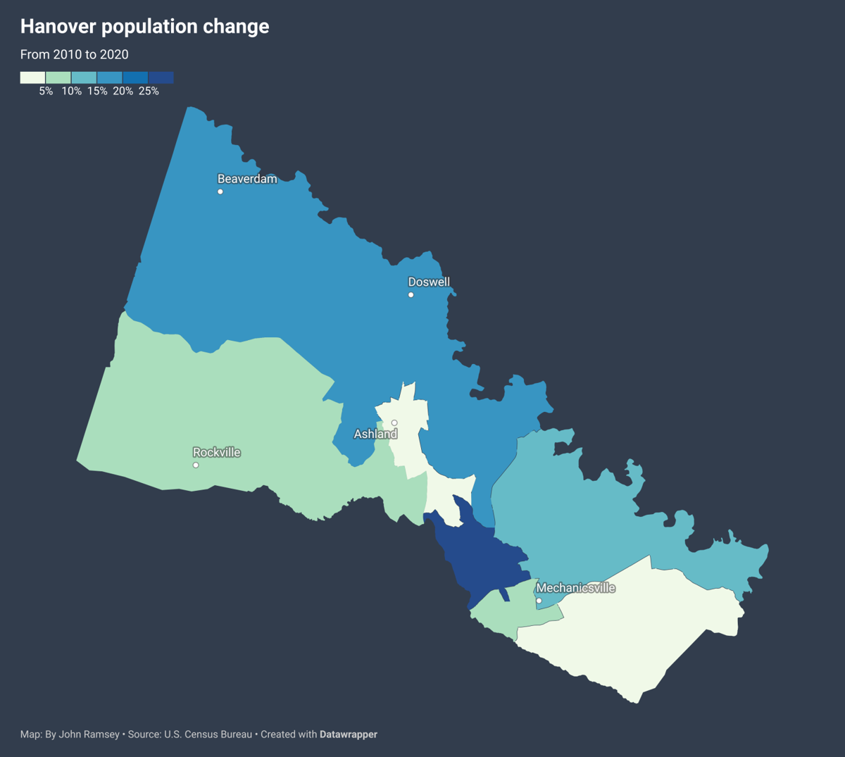 Hanover population rose 10 in 10 years, with largest gains in