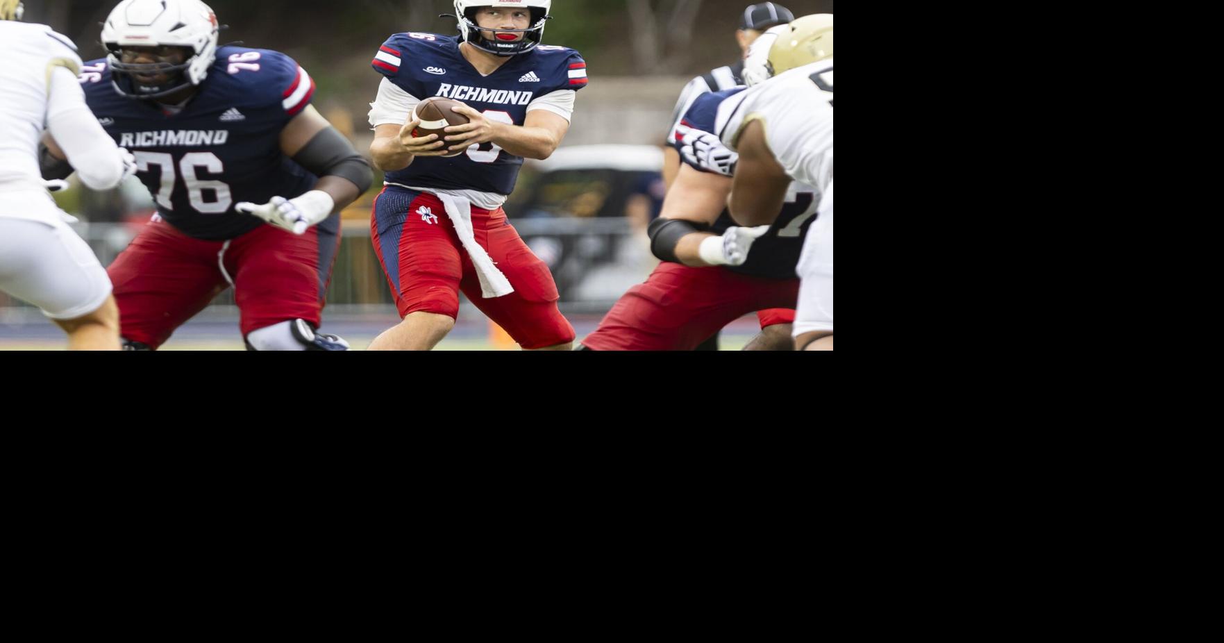 UR's Parker Mitchell blocks with fire. He used to tackle.
