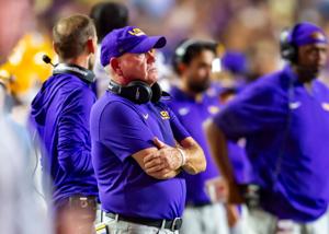 Tigers Head Coach Brian Kelly, LSU Tigers take on the Southeastern Louisiana. Sept 20, 2025; Baton Rouge, Louisiana, USA; at Tiger Stadium.
