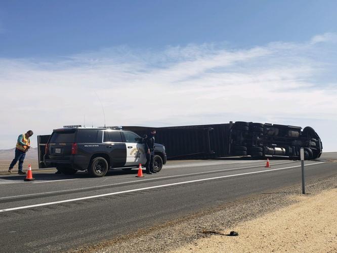 High desert high winds flip truck on Highway 14 Monday News