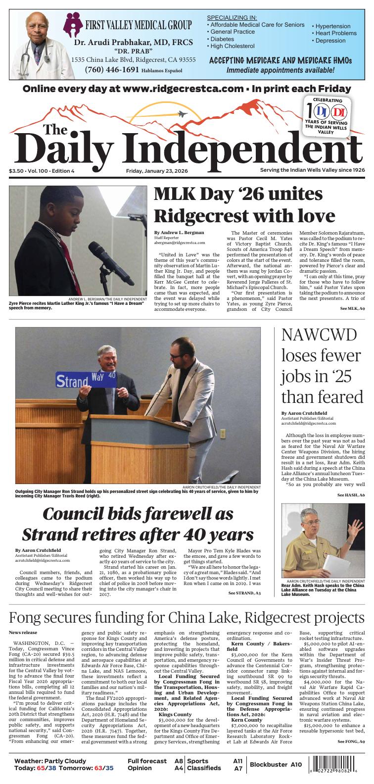 Daily Ridge Paper Page 20260123-001 | e-Edition | ridgecrestca.com