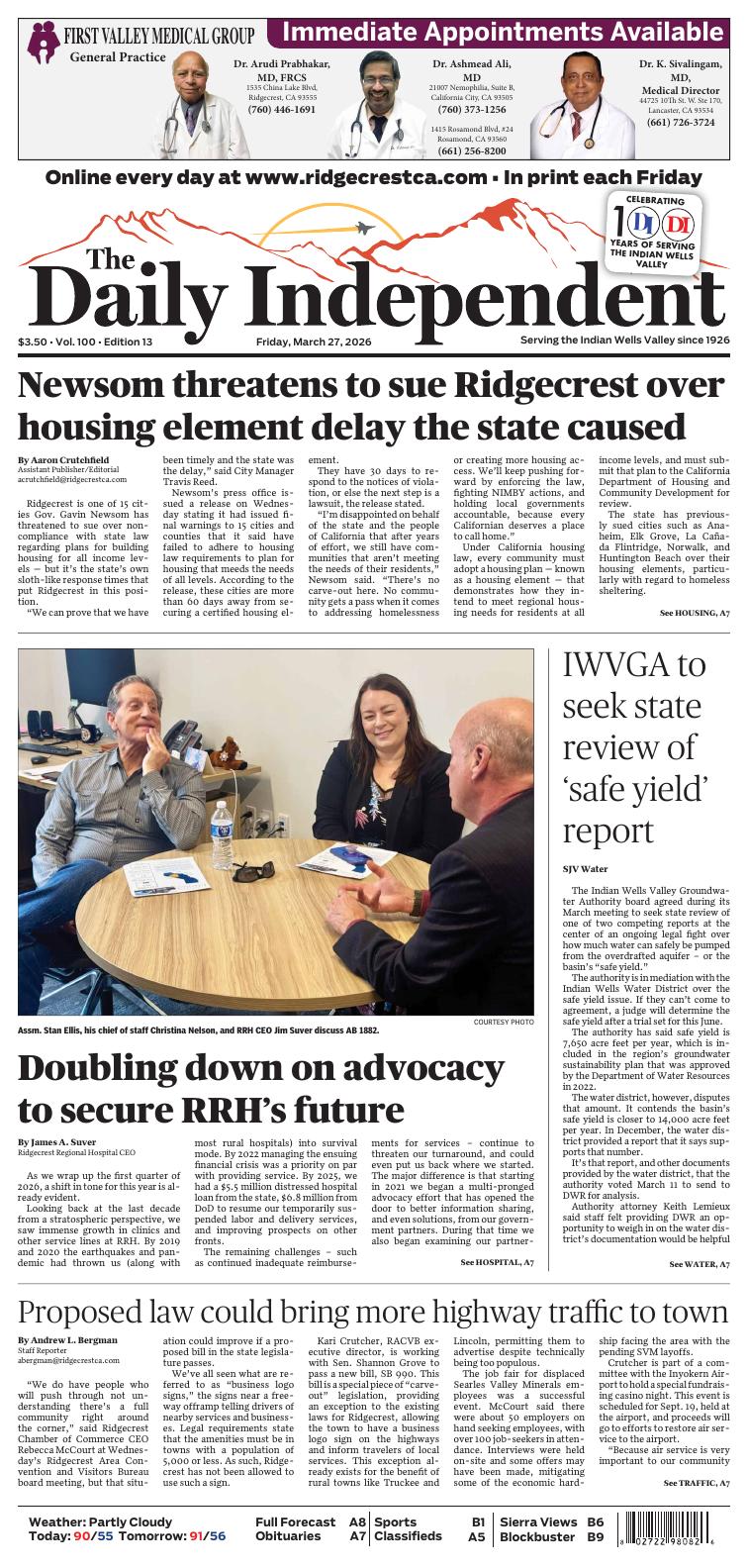 Daily Ridge Paper Page 20260327-001 | e-Edition | ridgecrestca.com