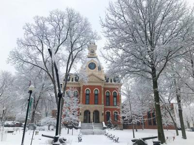 The Elk County Courthouse in  the winter of 2020,