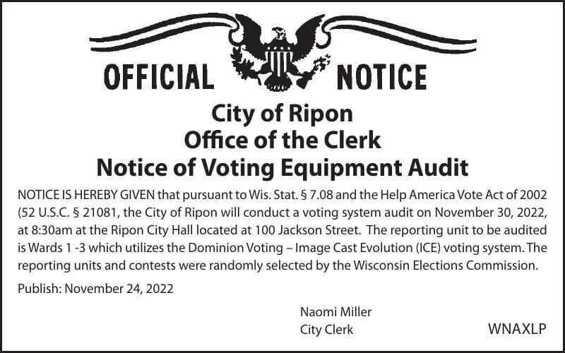 City of Ripon Public Notice