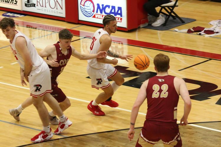 PHOTOS Ripon College Red Hawk men's basketball team jumps out on Coe