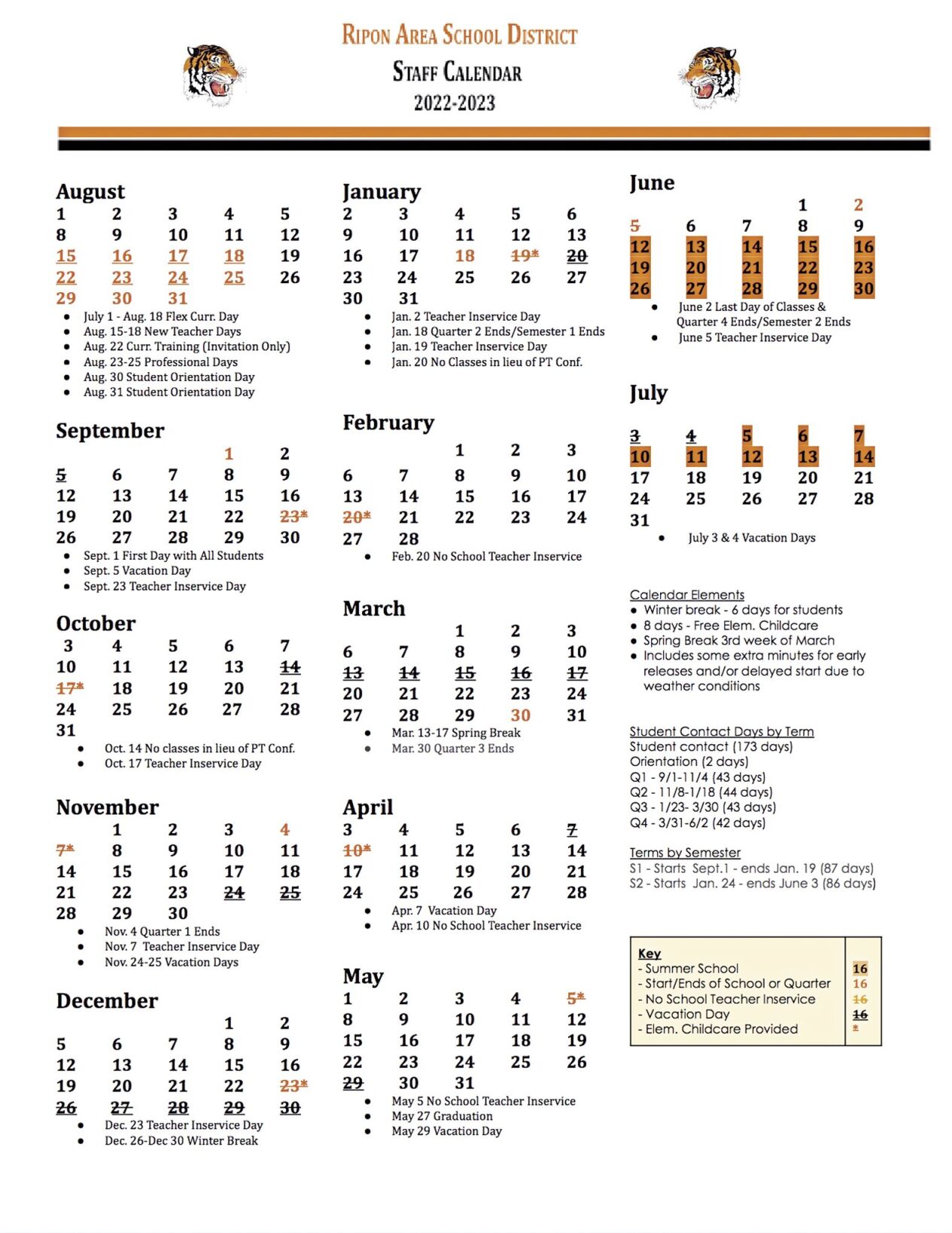 2022-23 Ripon Area School District calendar replaces early releases with days off | News | riponpress.com 2022-23 Ripon Area School District calendar replaces early releases with days off | News | riponpress.com