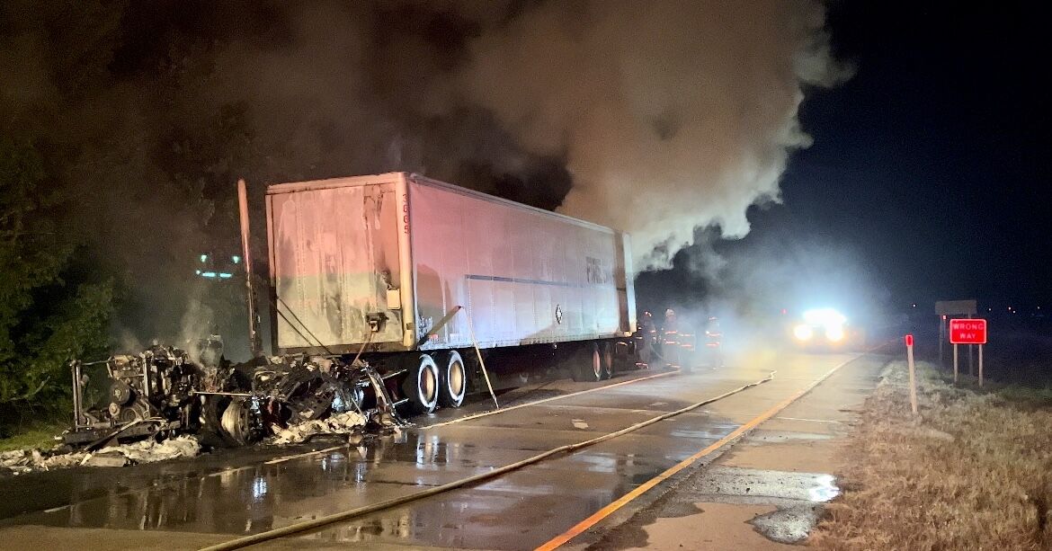 London Fire Department Battles Large Truck Fire On I-40 Exit Ramp ...