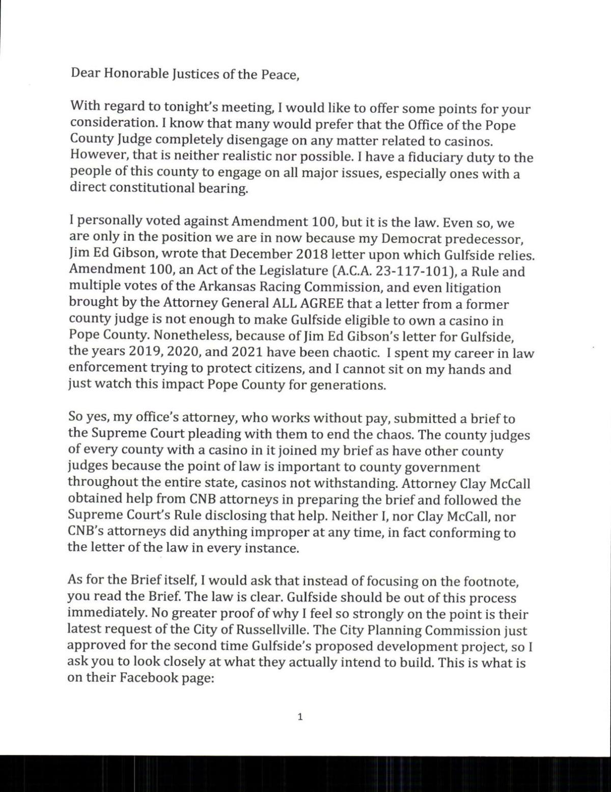 BREAKING: Judge Cross sends letter to Pope County JPs ahead of meeting