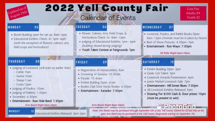 2022 Yell County Fair events are underway this week September 5th