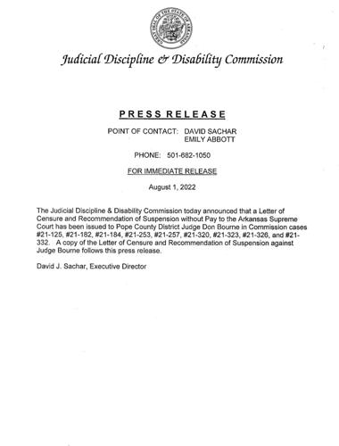 Arkansas Judicial Discipline Disability Commission announces
