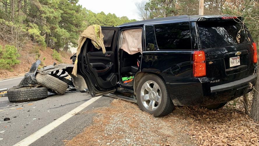 Pottsville Police, Pottsville Fire & Pope County EMS work entrapment collision on State Hwy 363