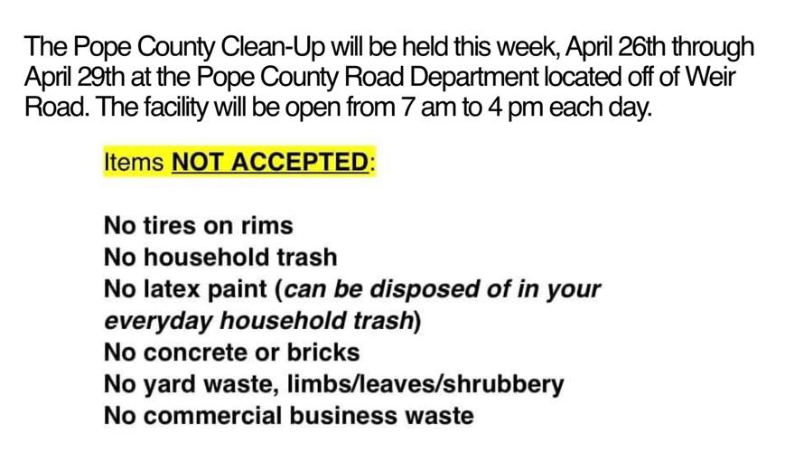 Pope County Clean Up at the Pope County Road Department through
