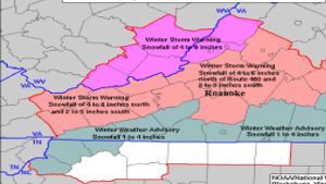 Marginal Winter Storm Warning For Roanoke New River Valleys