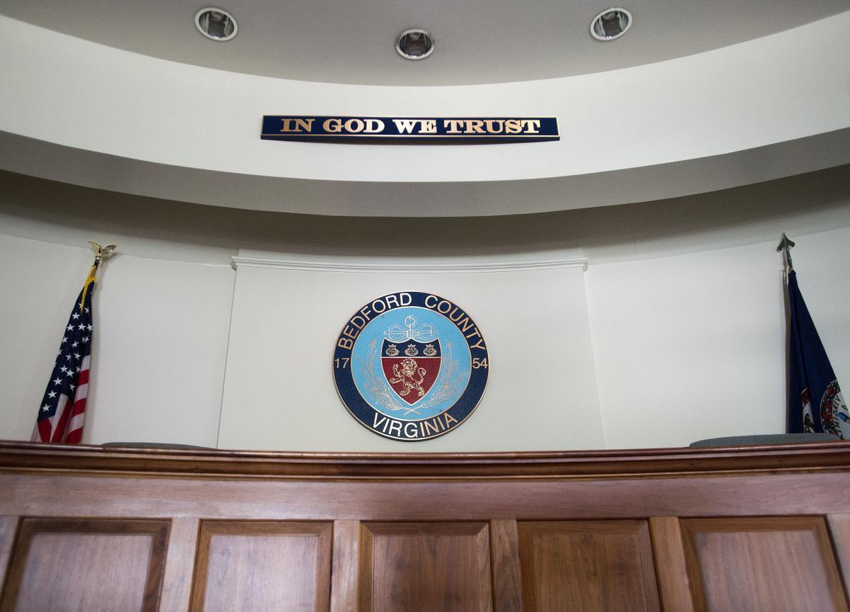 New sign In God We Trust sits in Bedford County Supervisors chambers