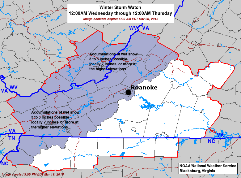 Winter Storm Watch Issued Snow Likely As Calendar Turns To Spring Weather Journal Roanoke Com