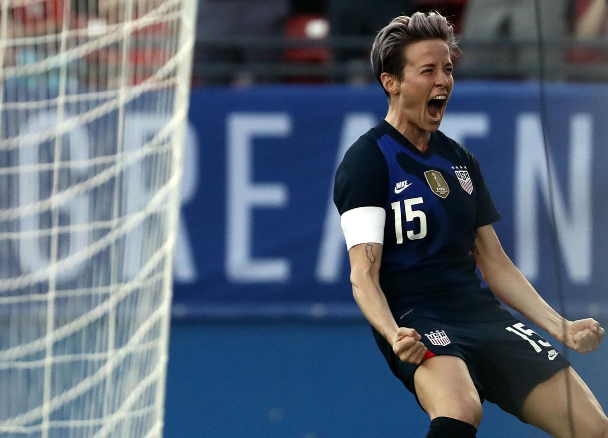 FRISCO, TEXAS- MARCH 11: Megan Rapinoe #15 of the United States celebrates her goal against Japan during the first half of the 2020 SheBelieves Cup at Toyota Stadium on March 11, 2020 in Frisco, Texas.