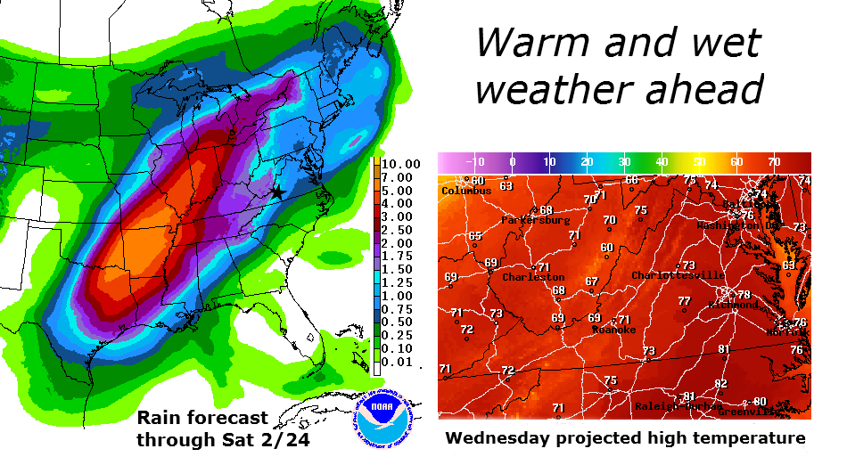 Warm, showery springlike week ahead