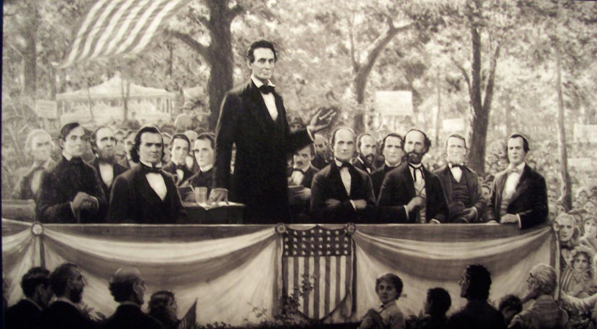 Lincoln debating Douglas