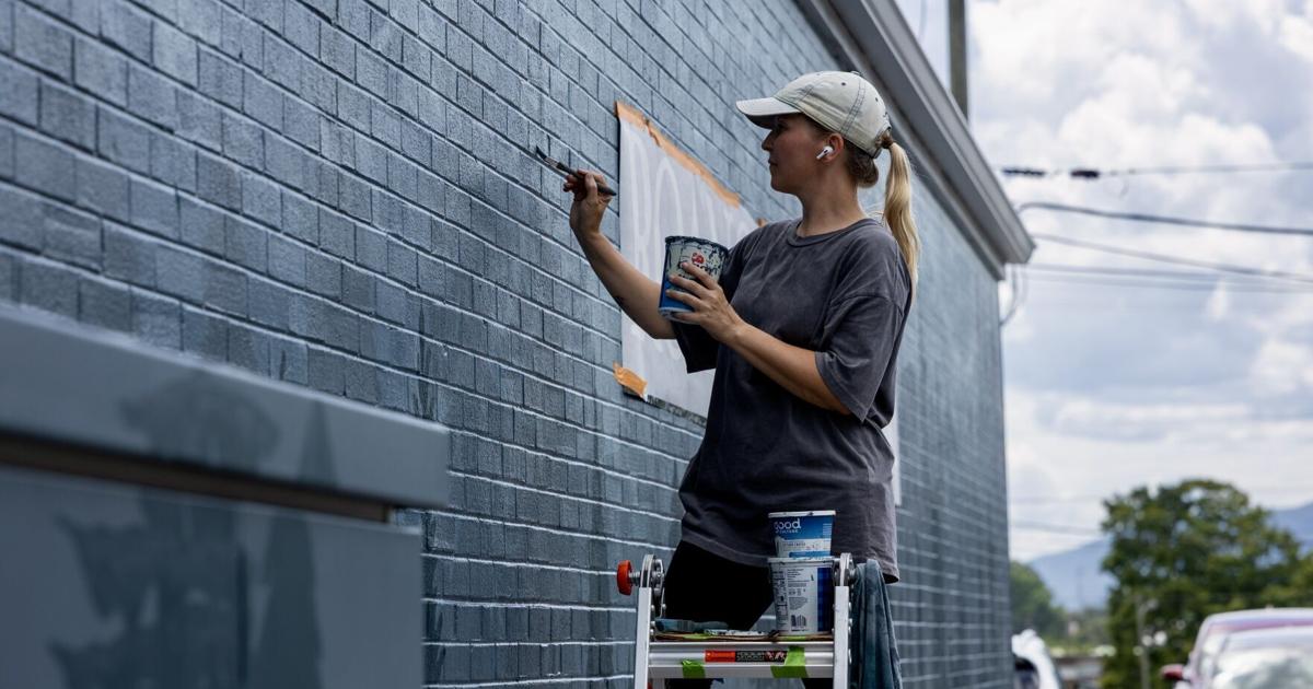 New Roanoke College mural brings Blue Ridge Mountains to downtown Salem