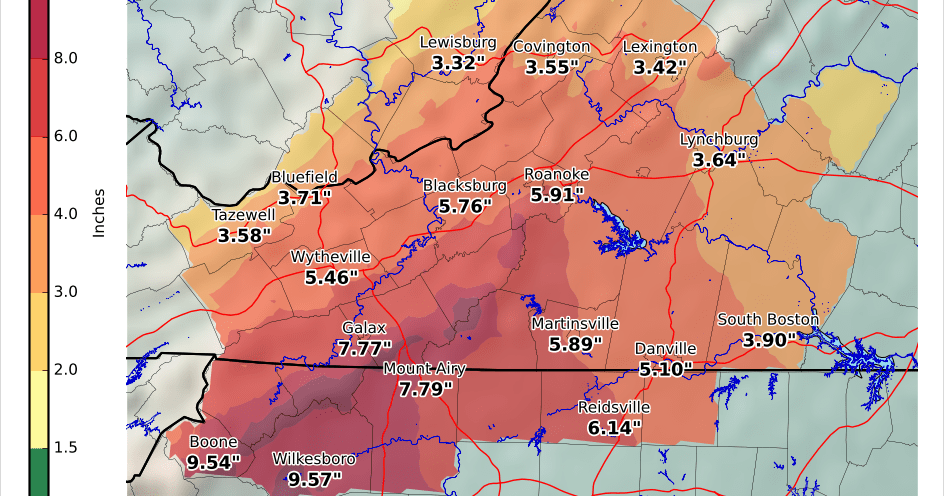 Flash flood watch for Roanoke & southward, likely to be expanded