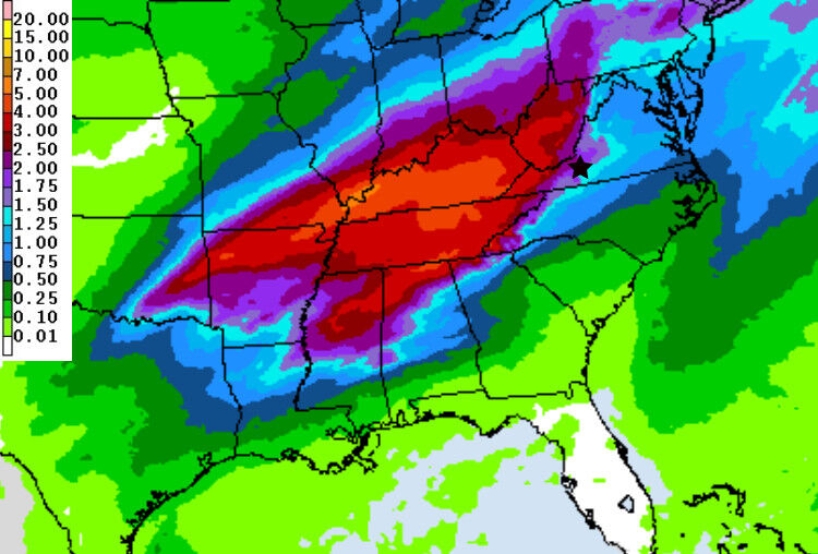 Mostly mild but often rainy week ahead for Roanoke/NRV area
