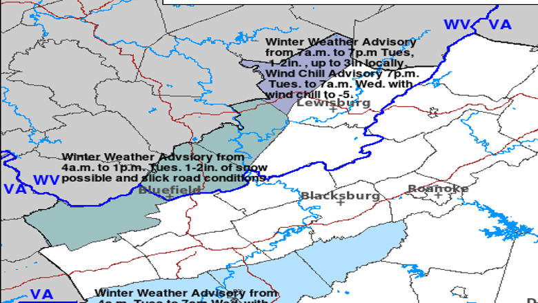 Some Snow Tuesday Am Winter Weather Advisory For Floyd Carroll